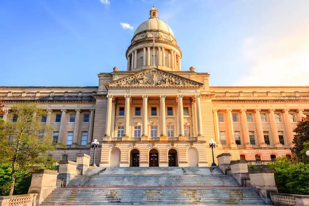 The Kentucky State Capitol building on a sunny day.